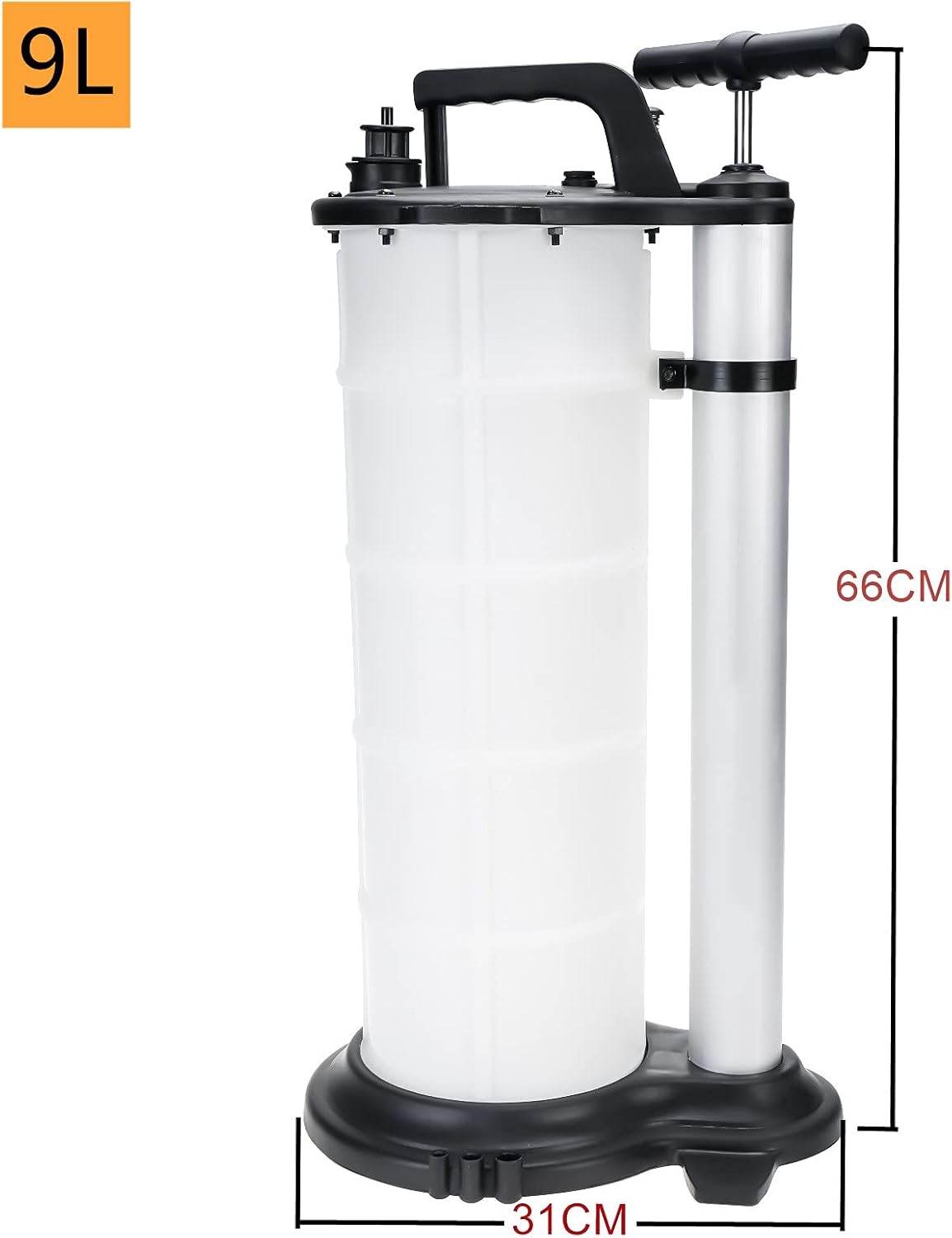 BOOMSTART 9L Manual Vacuum Oil Pump Fluid Extractor Suction Pump Oil Petrol Fuel Transfer Pump with 4 Tubes for Cars Motorbikes Marine Engines