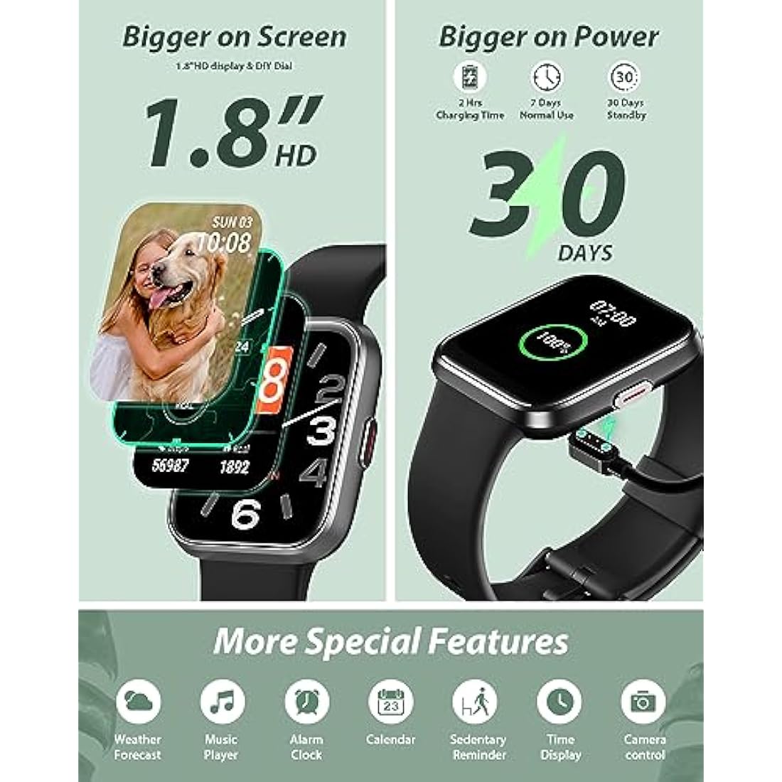 Smart Watch for Men Women (Answer/Make Call), Alexa Built-in, 1.8" Touch Screen Fitness Watch with SpO2 Heart Rate Sleep Monitor, 100 Sport, IP68 Waterproof Step Counter Smart Watch for iPhone Android