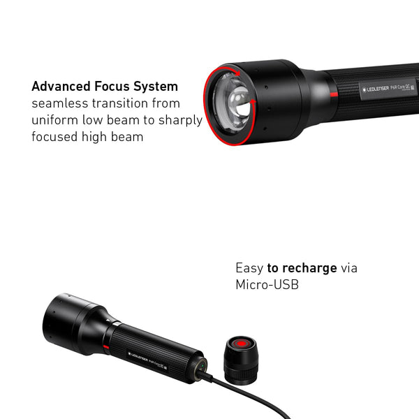 Ledlenser P7R torch LED, 1000 lumens, rechargeable Lithium 18650 battery, 210m long distance beam, focusable, up to zu 40h runtime, incl. magnetic charging system and wall mounting, Flashlight
