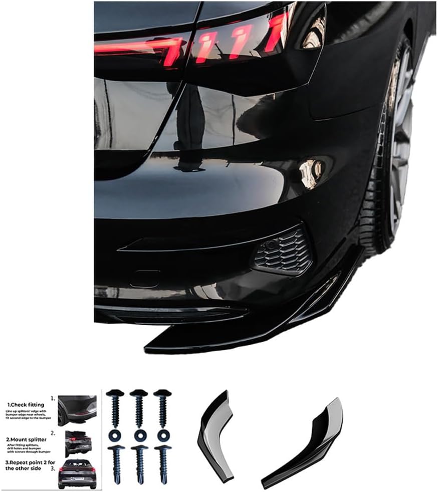 Oneway Rear Side Diffusors compatible with Audi A3 (8Y) Sedan 2020-2024 excl. S-Line/S3/RS3 - Gloss black