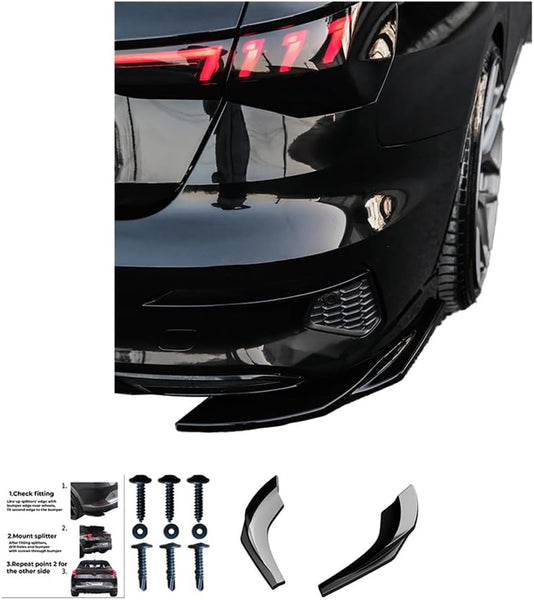 Oneway Rear Side Diffusors compatible with Audi A3 (8Y) Sedan 2020-2024 excl. S-Line/S3/RS3 - Gloss black