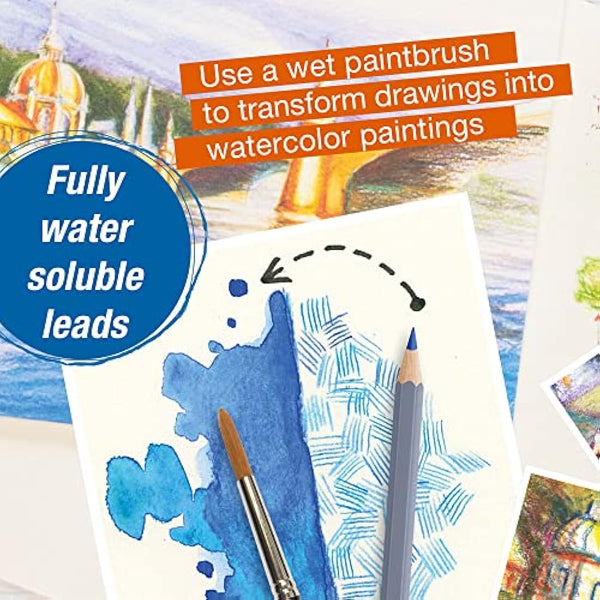 Faber-Castell Creative Studio Goldfaber Aqua Watercolour Pencil, Multicoloured (Multicoloured) Tin Of 48 Pencils, For Art, Craft, Drawing, Sketching, Home, School, University, Colouring