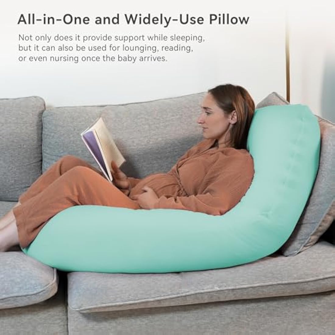 PinkFoggie Cooling Pregnancy Pillow,U Shaped Full Body Pillows for Sleeping Support, 57 Inch Maternity Pillow for Pregnant Women with Cooling Silky Cover,Buttery Soft,Super Breathable for Hot Sleeper