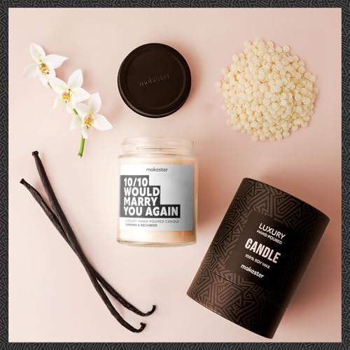 Funny Anniversary Candle Gifts - Luxury Soy Wax - Vanilla, Jasmine, Sugared Almond - Makester