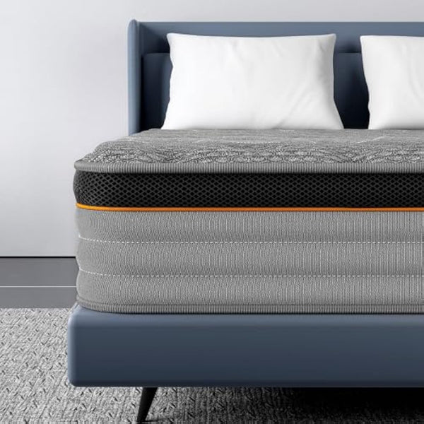 Good Nite Single Mattress Pocket Springs 3FT 10 Inch Hybrid Medium Firm Bed 90x190x25cm with 9-Zone Support Reinforced Edges Breathable Grey Knit Fabric Mattress in a Box