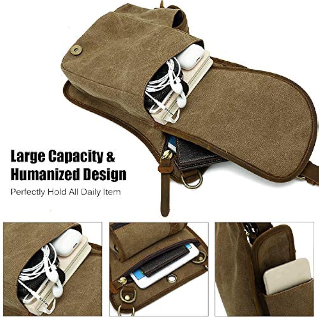 FANDARE Canvas Drop Leg Bag Hiking Waist Pack Sling Crossbody Bag Shoulder Backpack Men Chest Bag Women Casual Daypacks for Outdoor Motorcycle Tactical Riding Cycling Hiking Fishing Travel Fanny Pouch