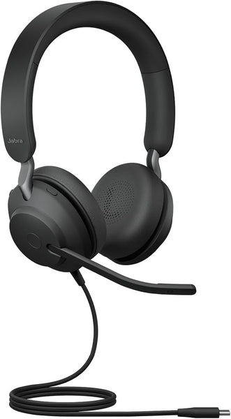 Jabra Evolve2 40 SE Wired Noise-Cancelling Stereo Headset With 3-Microphone Call Technology and USB-A Cable - MS Teams Certified, Works with All Other Platforms - Black