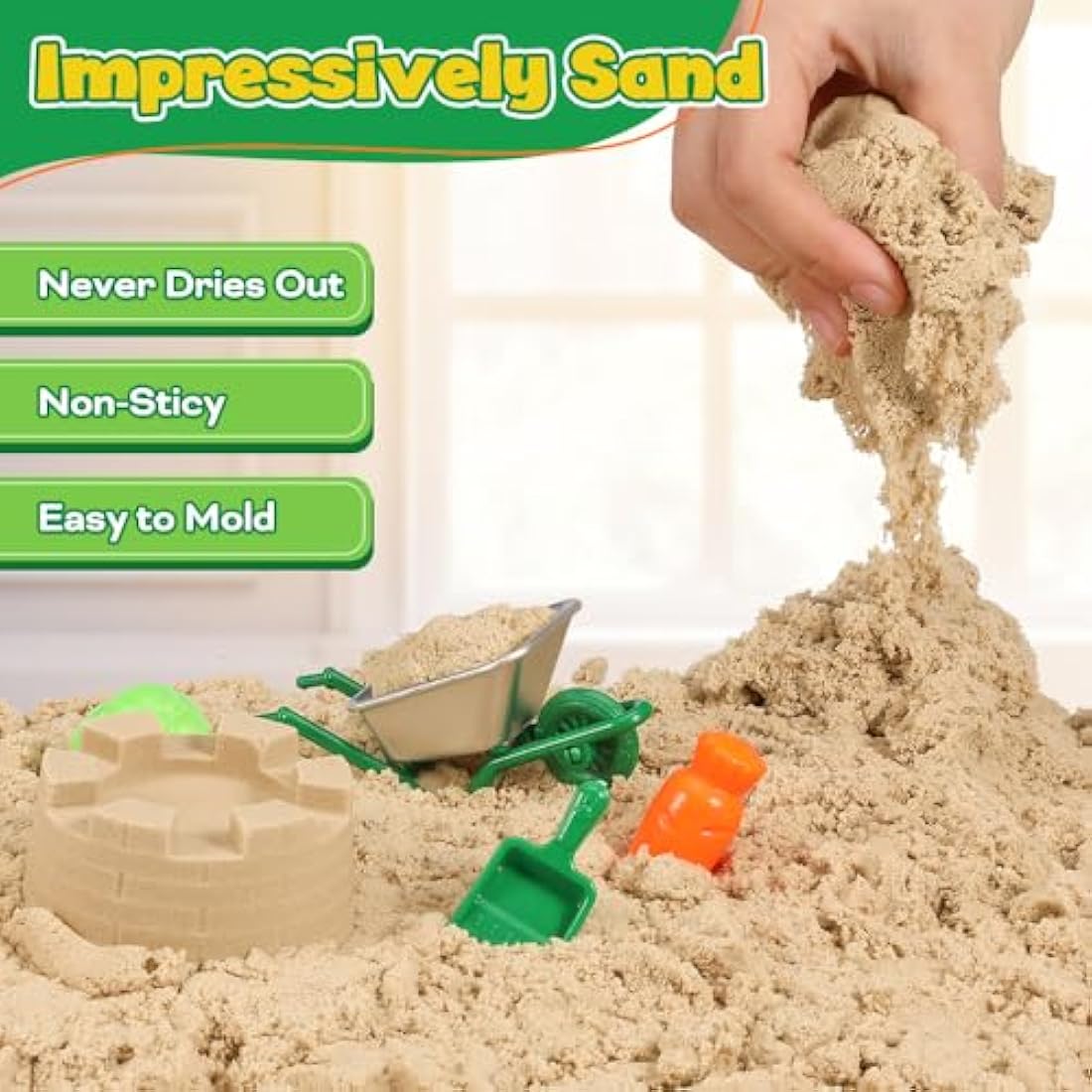 FRUSE Play Sand Farm Animal Toys,Sandbox Toys Set for Toddlers w/1 KG Play Sensory Sand, Farm Toy Figures and Tractor Truck Playset,Sensory Sandbox with Cover for Boy Girl Kid Age 3 4 5 6 7 8 9
