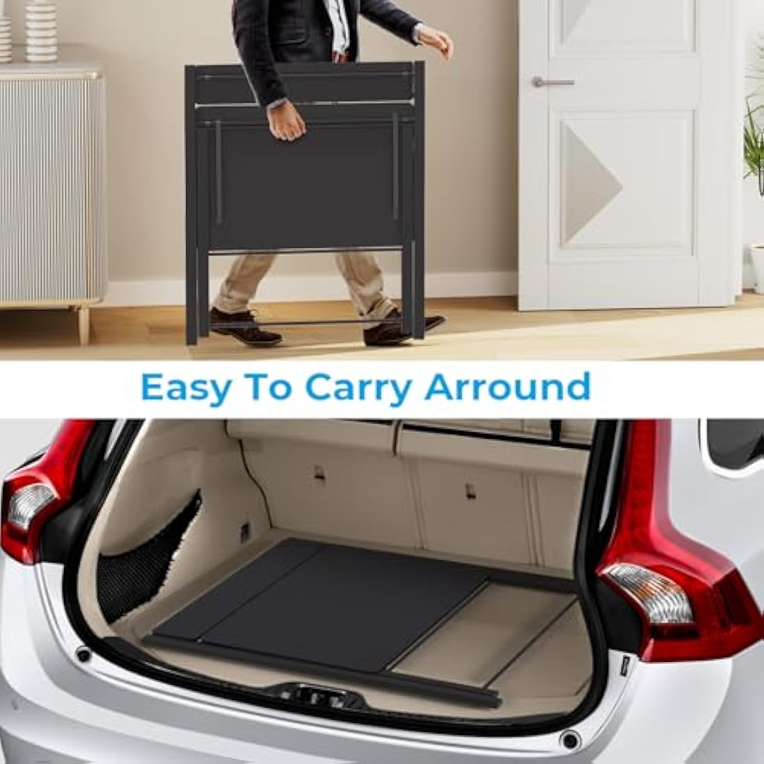 GreenForest Foldable Desk No Assembly Required,Small Desk with Monitor Shelf,Computer Desk for Small Space,Black