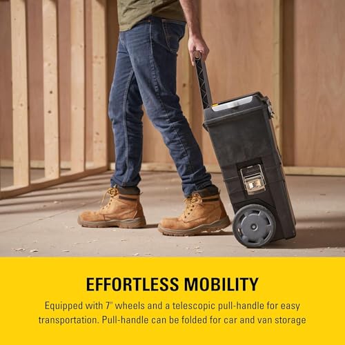 STANLEY Mobile Work Centre Toolbox, 2-in-1 Rolling Workshop with Stackable Units, Removable Toolbox, and Swivel Storage Carousel, 1-93-968