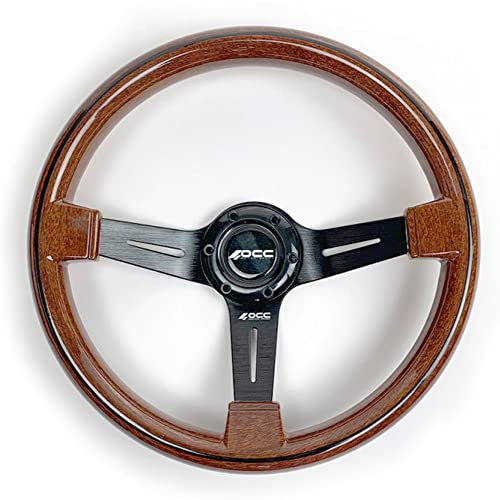 OCC MOTORSPORT OFFSET STEERING WHEEL CLASSIC MODEL PERFORATED LEATHER WITH BLACK ARMS - 90 MM FULL DISH WHEEL - 350MM (14 INCH)