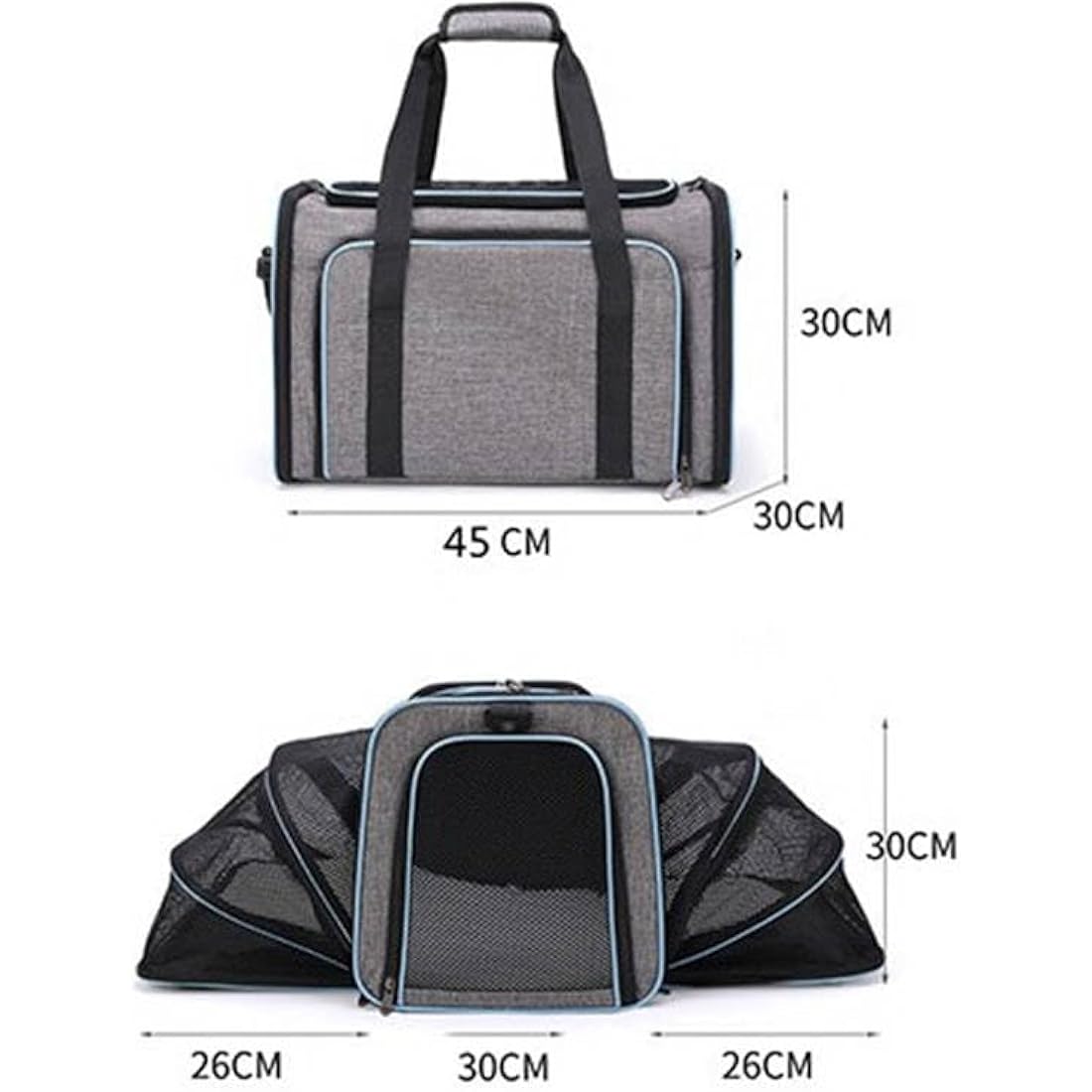 Howsehold Expandable Pet Carrier for Cat, Kittens, Puppy extendable cat carrier - Travel Friendly with fleece bed