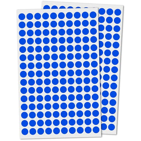15,000 Pack - 10mm Round Coloured Dot Stickers Labels, Blue