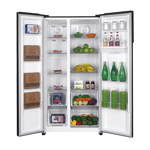 Hoover H-FRIDGE 500 MAXI Freestanding American Fridge Freezer with Water Dispenser, Side by Side, Total No Frost Technology, E Class, 532L Total Capacity, Inox, 91x67x177 cm - HHSBSO6174XWDK-1