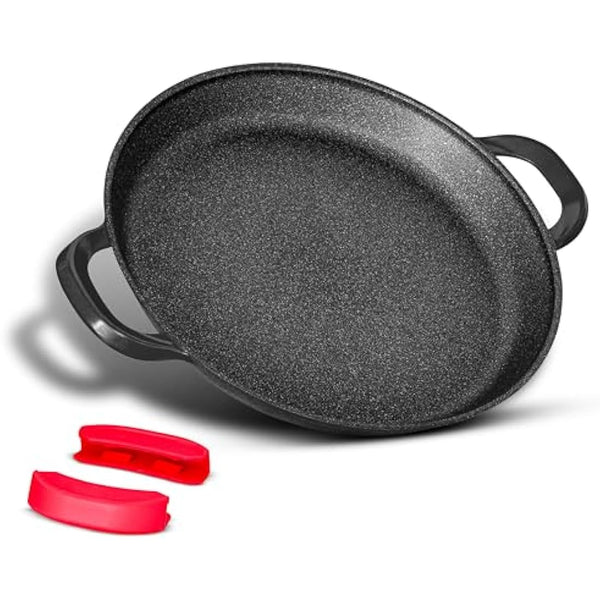 INTIGNIS Traditional Paella Pan 40cm – Non-Stick Induction | Heavy-Duty, Anti-Scratch, Stainless Steel Base | Paella+Pan for Gas, Electric & Ceramic Hobs Cookware | Paellera