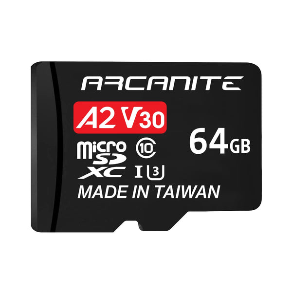 ARCANITE 64GB microSDXC Memory Card with Adapter - A1, UHS-I U3, V30, 4K, C10, Micro SD, Optimal read speeds up to 90 MB/s