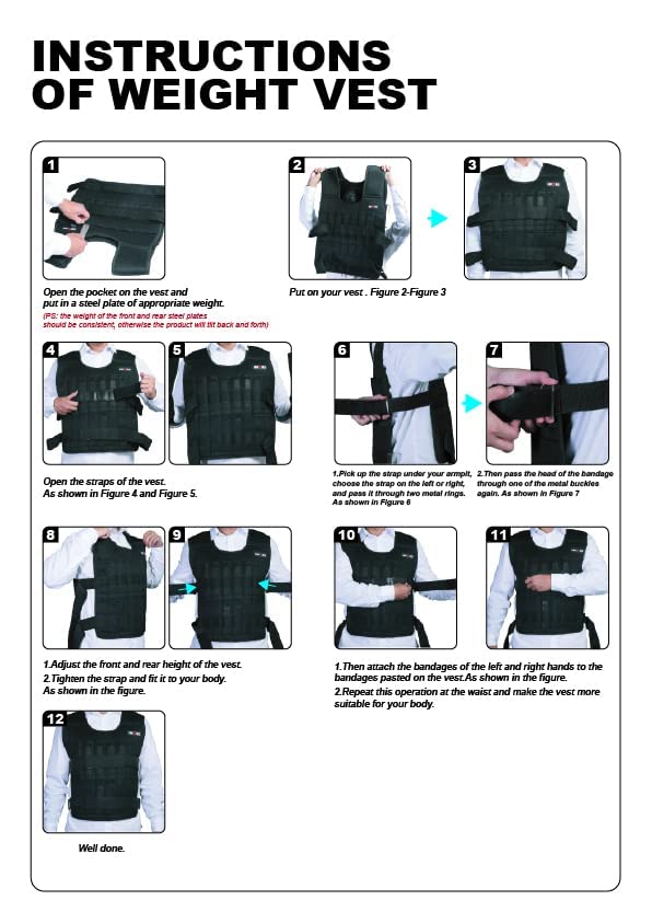 Adjustable Weighted Vest 44LB Workout Weight Vest Training Fitness Weighted Jacket for Man Woman (Included 96 Steel Plates Weights)