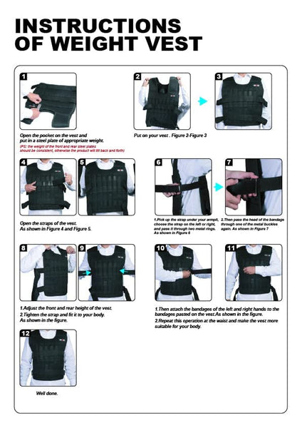 Adjustable Weighted Vest 44LB Workout Weight Vest Training Fitness Weighted Jacket for Man Woman (Included 96 Steel Plates Weights)