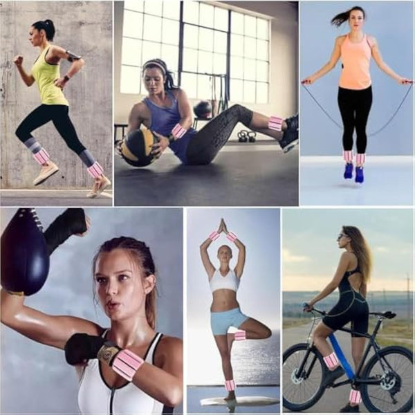 2 PCS Adjustable Wrist Weights Ankle Weights Set for Exercise Walking Jogging Yoga Aerobics Pilates Weight-Bearing Bracelet Fitness Wristband