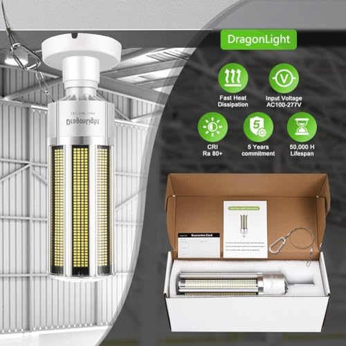 DragonLight Newest 240W Commercial Grade Corn LED Light Bulb Fanless (1200 Watt MH/HPS Replacement) E40 Large Mogul Base LED Lamp 5000K Daylight 32,400LM - Good for Enclosed Fixtures
