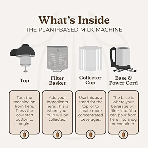 Almond Cow Milk Maker Machine, Plant-Based Milk Maker for Homemade Dairy Free Almond Milk, Soya Milk, Oat Milk, Coconut Milk, & More, Handy Kitchen Electrical Appliances, Makes 5-6 Cups Per Batch,220V