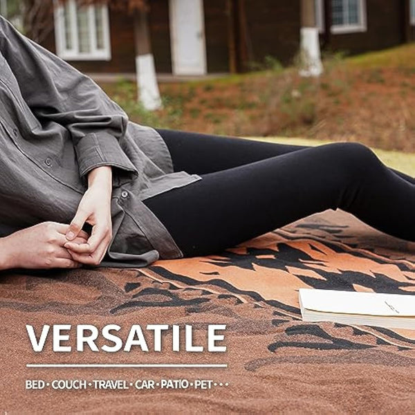 ACUSHLA Merino Wool Blanket - 79X63 Warm, Thick, Washable, Large Throw - Great for Bed Couch Camping Outdoor Travel Car Pets, All Seasons, Flame Brown
