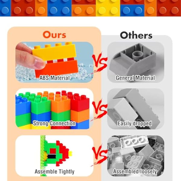 HIUME Large Building Block Set, 100 Building Blocks, Compatible with Duplo Building Bricks, Suitable for Children Aged 3 4 5 6 Years, A Great Building Block Gift for Boys and Girls.