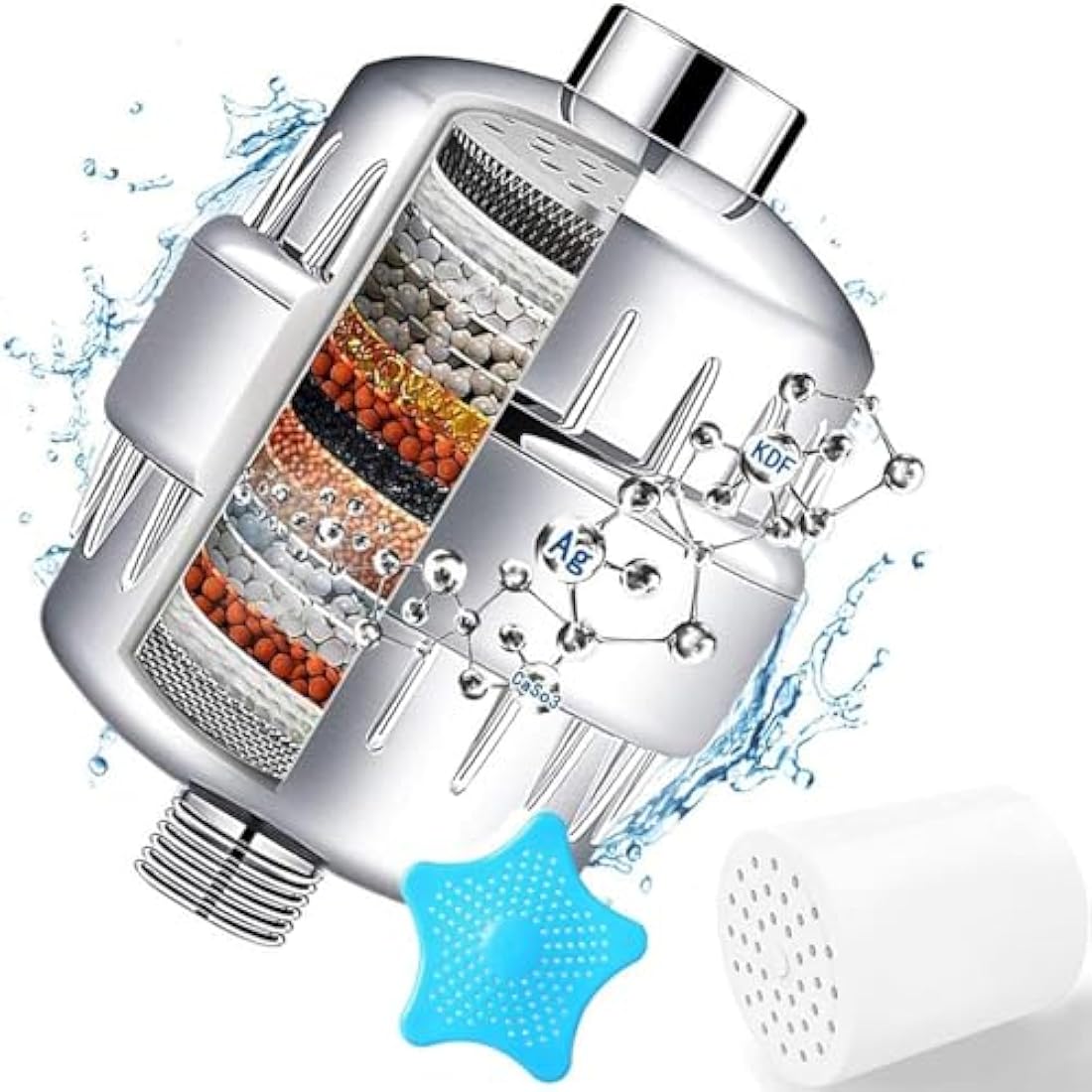 32-Stage Shower Filter with Vitamin C for Hard Water - Multi-Stage Filter Cartridge to Remove Chlorine, Heavy Metals
