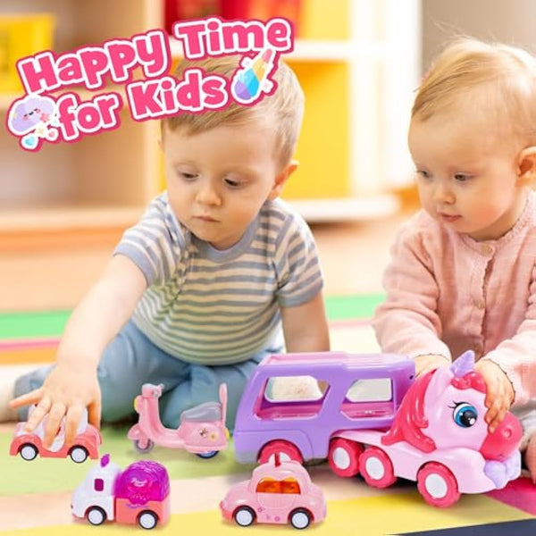 EUTOYZ Toys for 1 2 3 Year Olds Girl, Unicorn Toy Car Toddler Toy Age 1-3 Construction for 1-3 Year Olds Girls Easter Birthday Gifts for 1-4 Year Old Girls Cars Toddler Gift