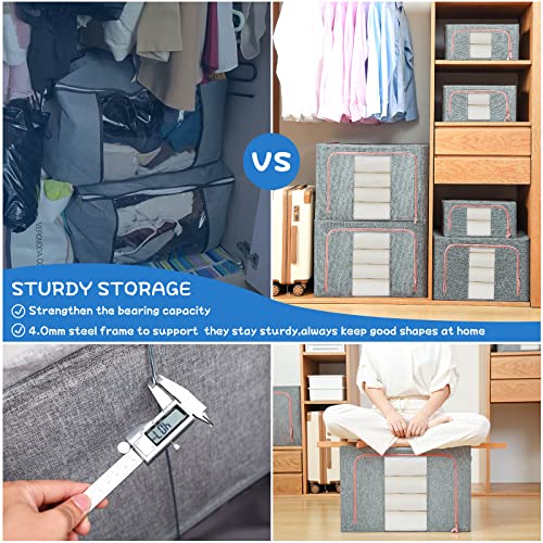 FUSACONY Closet Organizers and Storage, Foldable Oxford Cloth Steel Frame Box,2 Pack,Clear Window & Carry Handles, Waterproof, can Hold Large-capacity