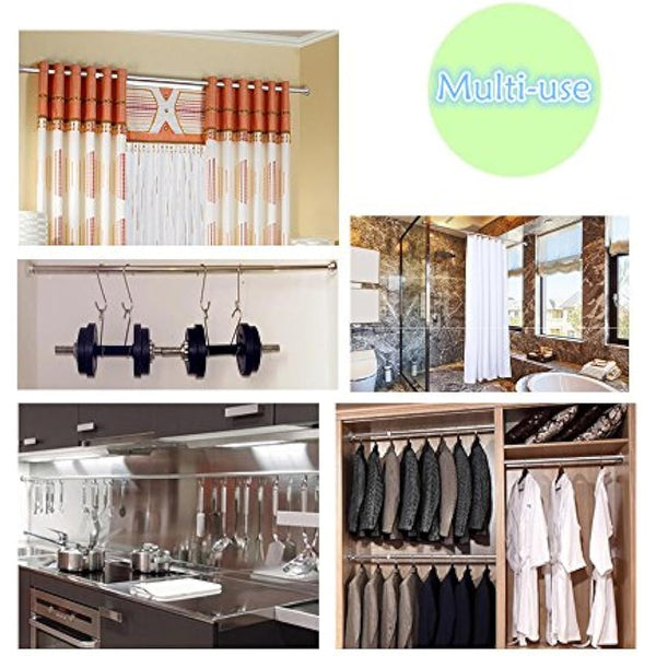 EC Breath Extendable Shower Curtain Poles 155-260cm Telescopic Tension Rod Rail Stainless Steel Bath Closet Hanging Pole