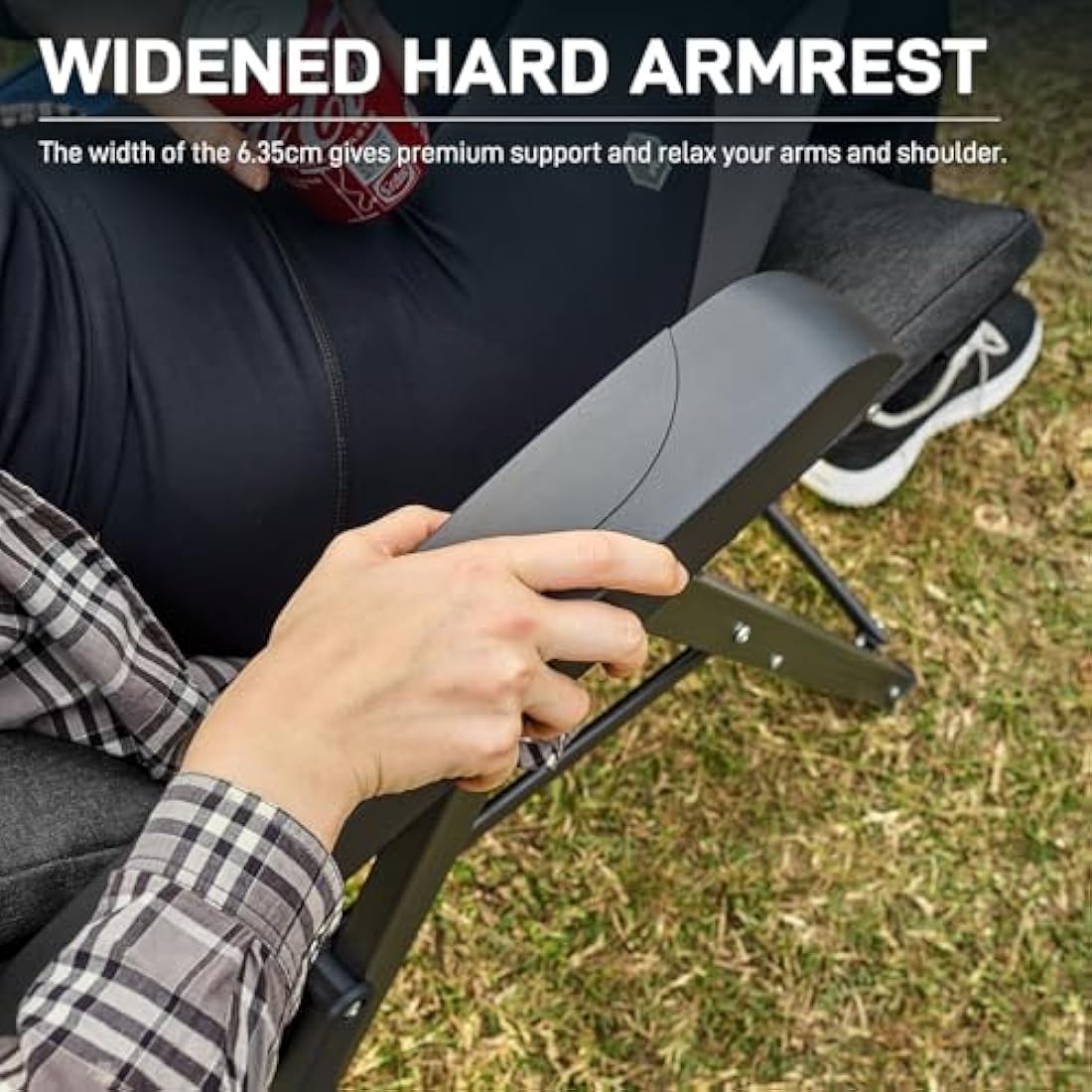 EVER ADVANCED Luxury Camping Chairs 2 Set for Adults Heavy Duty High Back Oversized Folding Garden Chair Comfy Padded 6cm Loadable 150kg Cam Adjustable Dining Chairs 4-Position Recliner Chair Black