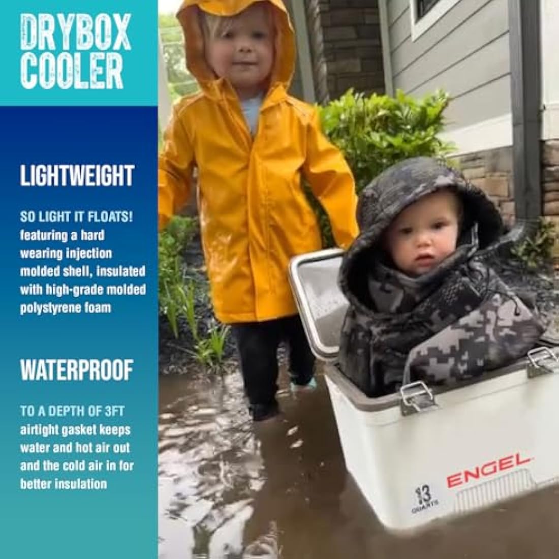 ENGEL Cooler Box 18L - Leak-Proof, Air Tight, Drybox Cooler for Camping, Fishing, Hiking,Picnic - Mini Ice Boxes Large Enough for 30 Cans, 42 x 28.6 x 32.4 CM Small Cool Box for Drinks and Food