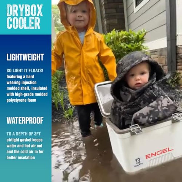 ENGEL Cooler Box 18L - Leak-Proof, Air Tight, Drybox Cooler for Camping, Fishing, Hiking,Picnic - Mini Ice Boxes Large Enough for 30 Cans, 42 x 28.6 x 32.4 CM Small Cool Box for Drinks and Food