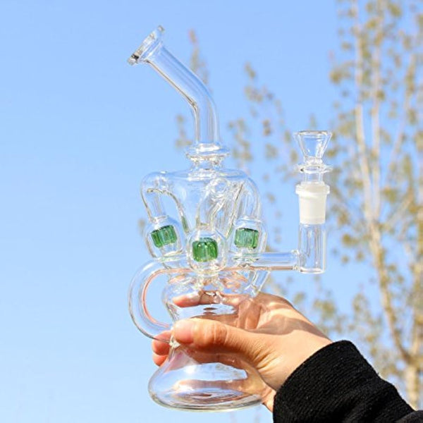 Acrylic bong glass bong pipe bongs for smoking bong bowl14.4mm Green bubbler bong downpipe Straight Pipes percolator oil rigs cheap glass watrer pipe hookah tall 24cm