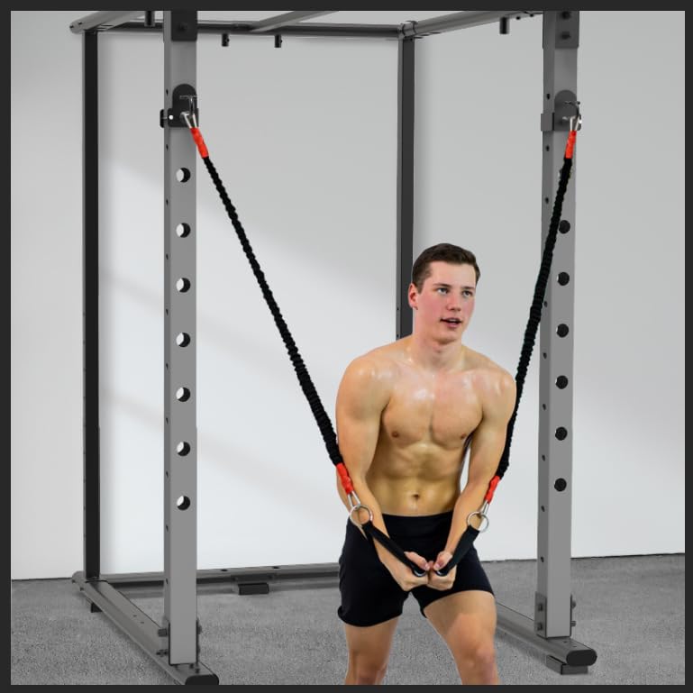 Kipika Heavy Duty Resistance Band Anchors - Fits 3"x3" Power Rack with 5/8" or 1" Holes, Rubber-Padded Steel Hooks for Home Gym, Strength Training,