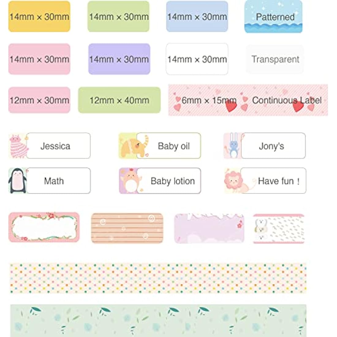 SUPVAN E10 & E11 & E16 Label Maker Tape, 15mm × 6m Genuine Continuous Laminated Thermal Label Tape Refill, Waterproof Oilproof Child-Safe Durable Auto Detect Labels, Black on Fruit