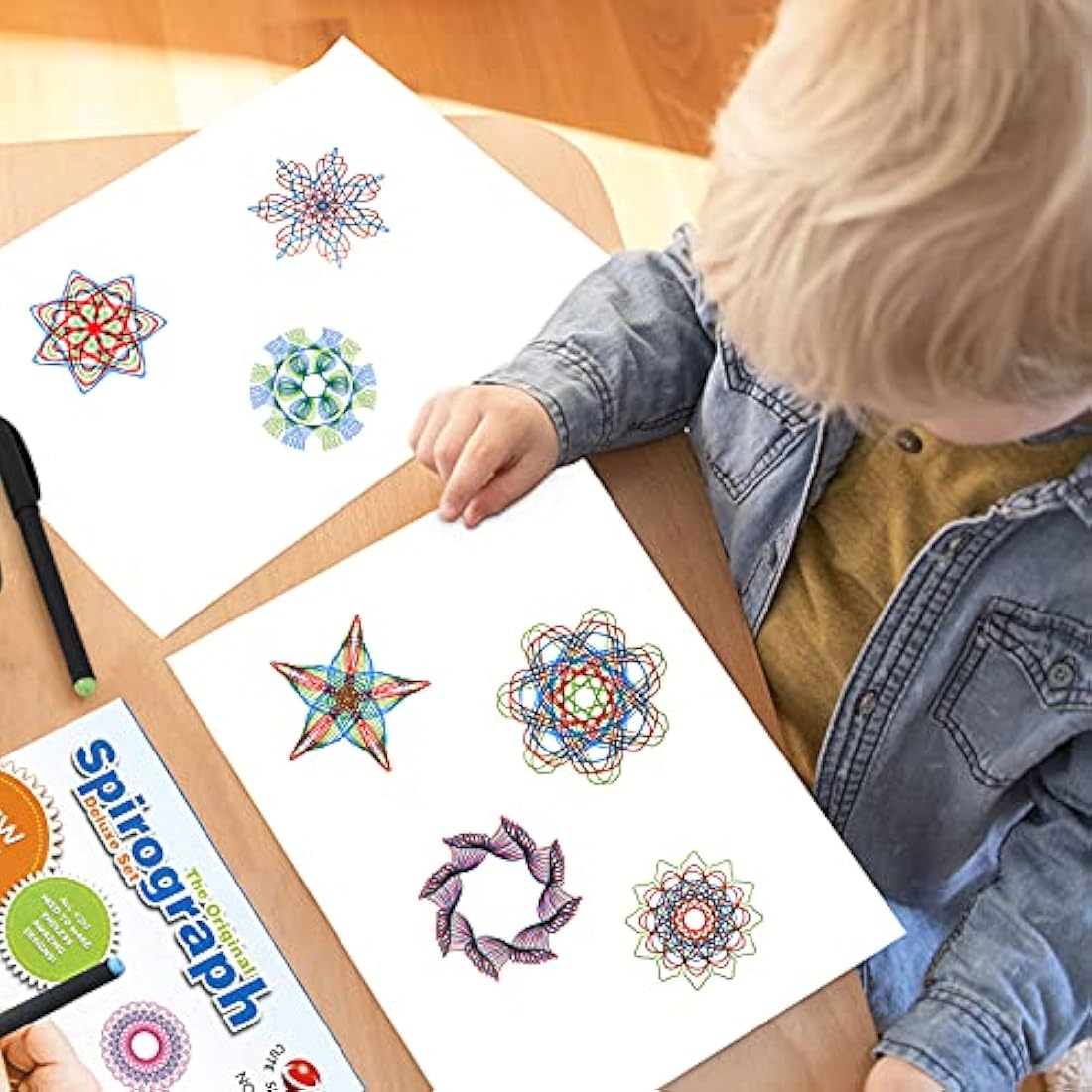 Gobesty Spirograph Deluxe Drawing Set with 28 Accessories, Geometric Ruler, Art Design Set for Kids and Adults