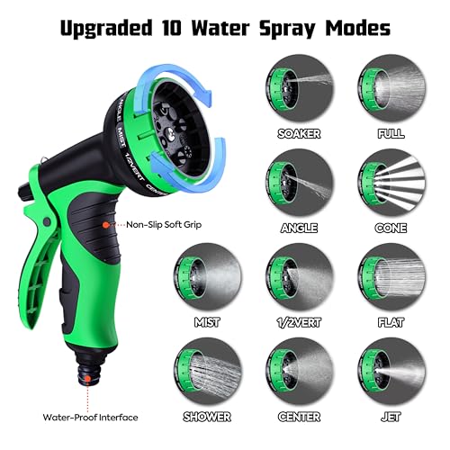 150FT Expandable Garden Hose Pipe Set & 10 Pattern Spray Nozzle Flexible Expanding Magic Hose with 3/4" 1/2" Fittings for Outdoor,Garden,Home