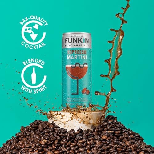 Funkin Espresso Martini Pre-Mixed Cocktail Cans 200 ml (Case of 12) - Premium Ready to Drink Cocktails - Bar Quality Drinks At Home - Nitro Infused
