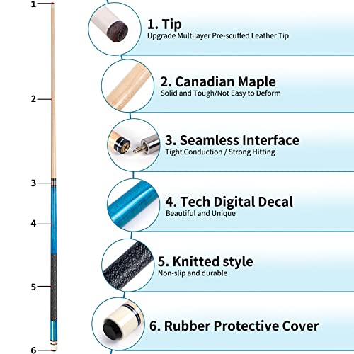 Aklot Pool Cue,Cue Sticks 58 inch Pool Cues Adult Canadian Maple Wood Billiard Stick 18 19 20 21 oz