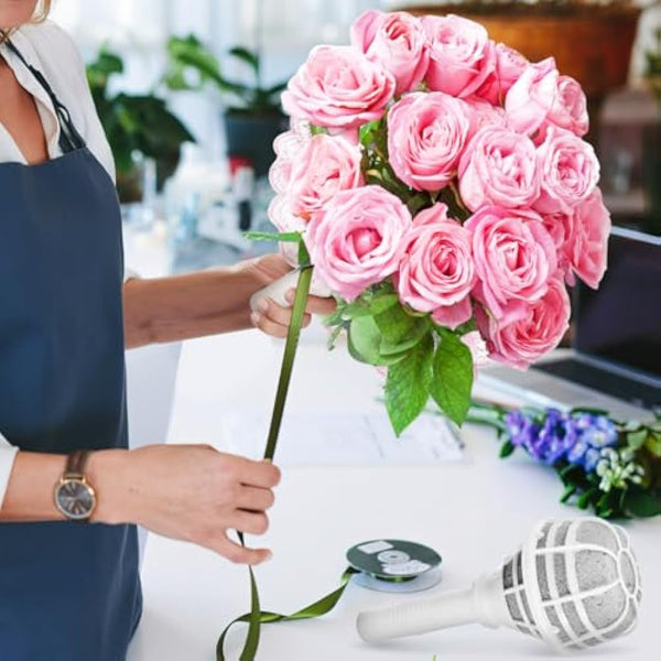 Happyyami 6pcs Bouquet Holder DIY Wedding Foam Bouquet Handle Bridal Floral Fresh Artificial Flower Holder