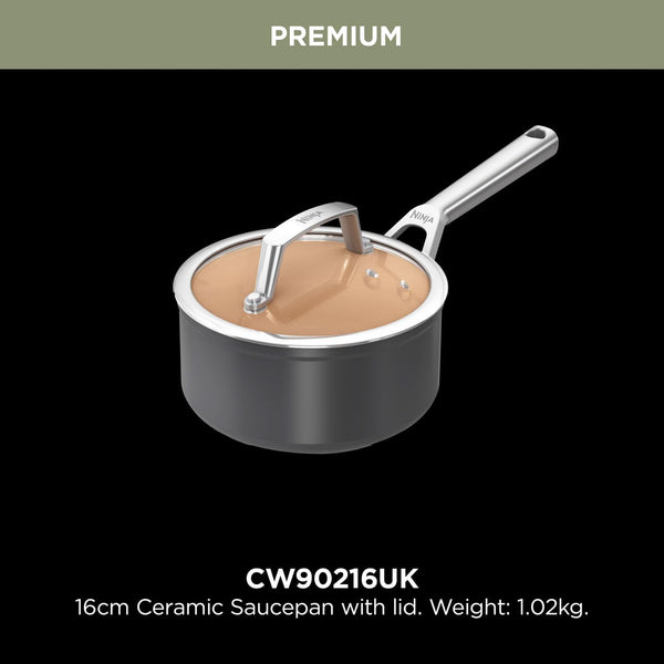 Ninja Extended Life 28cm Ceramic Frying Pan, Non-Stick (No PFAs, PFOAs, Lead or Cadmium), Induction Compatible, Stainless Steel Handle, Oven Safe to 285°C, Grey & Terracotta, CW90028EUUKDB