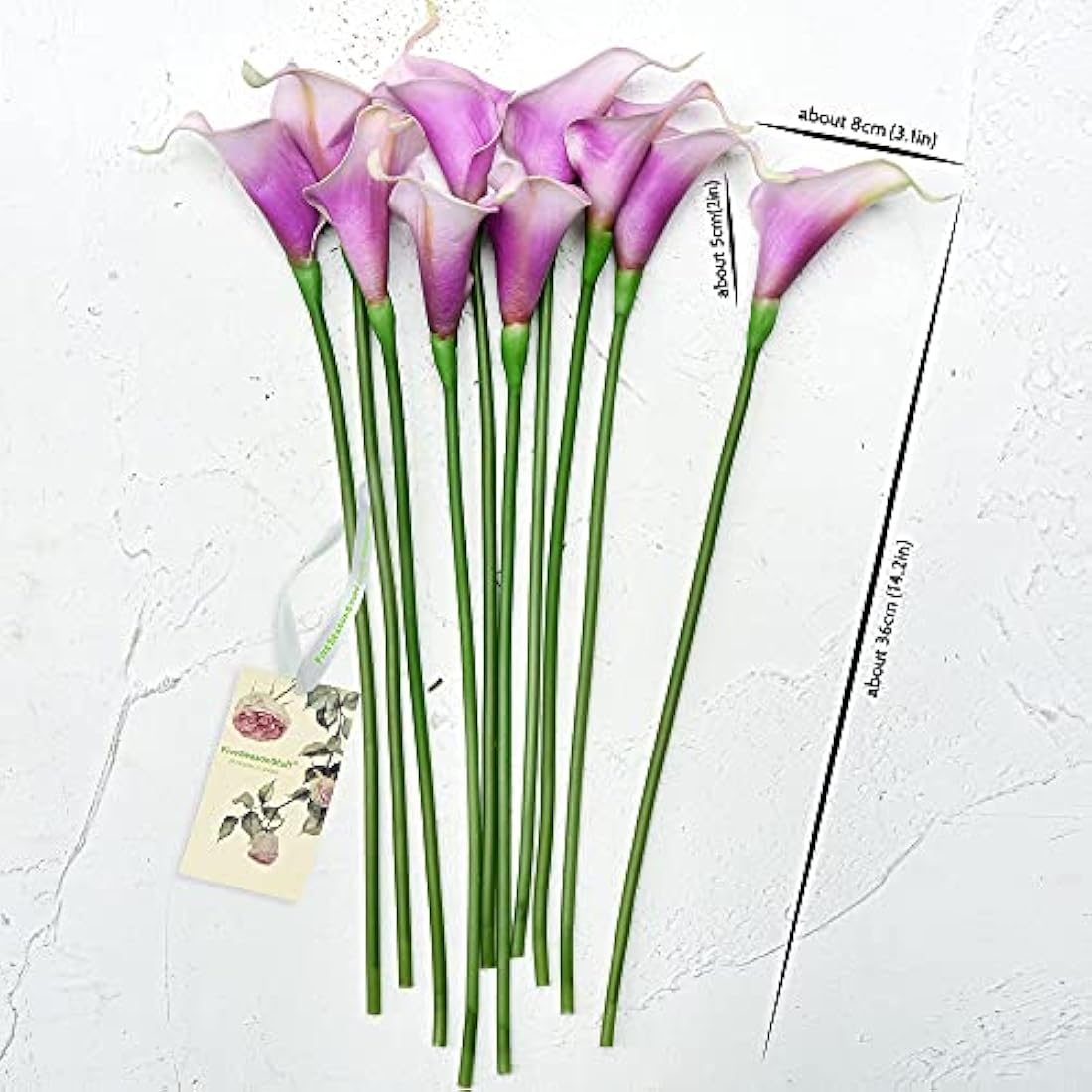 FiveSeasonStuff 10 Stems of Real Touch Calla Lilies Artificial Flower Bouquet, Perfect for Wedding, Bridal, Party, Home Office Décor DIY (Light Purple)
