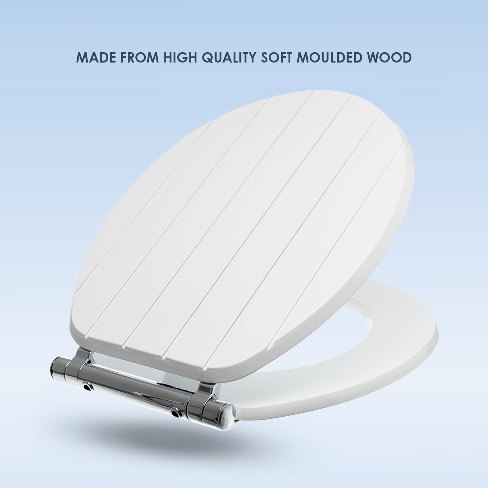 AQUALONA® Luxury Soft Close Toilet Seat - Moulded Wood - Stainless Steel Slow Close Hinges - Click, Lift & Clean Technology (Bamboo Toilet Seat)