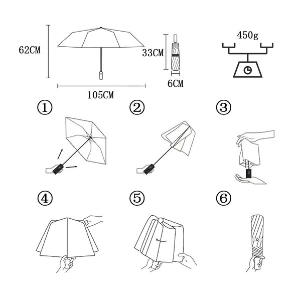 Maibar Umbrella Windproof Strong 24 Ribs Compact Umbrellas Sun UV Protection spf 50 Folding Travel Large Auto Open Close Umbrellas Umbrella (Black)