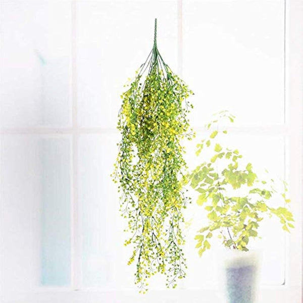 Eyands 2pcs Artificial Hanging Vine Plants - Outdoor Indoor Fake Hanging Plants for Wall Hang Garland Porch Patio Arch Balcony Basket Garden Party Wedding (Yellow Artificial Ivy)