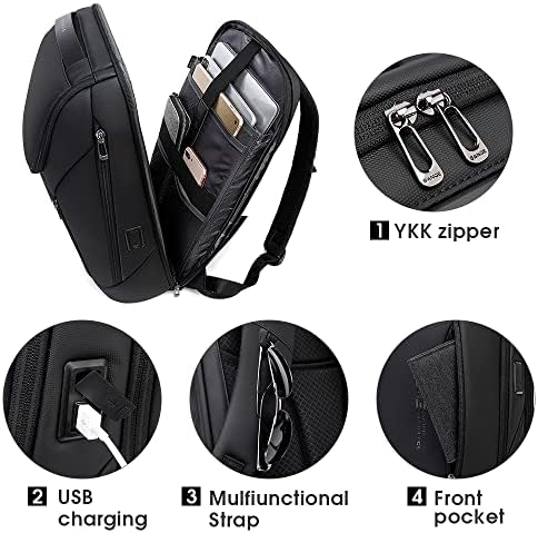 BANGE Business Smart Backpack Waterproof fit 15.6 Inch Laptop Backpack with USB Charging Port,Travel Durable Backpack