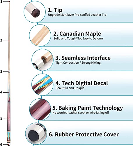 Aklot Pool Cue,Pool Cues Set of 3 Pool 58" Cue Sticks Pool Cues Adult Canadian Maple Wood Cue Stick Pool Cues Adult 18 19 20 21 oz