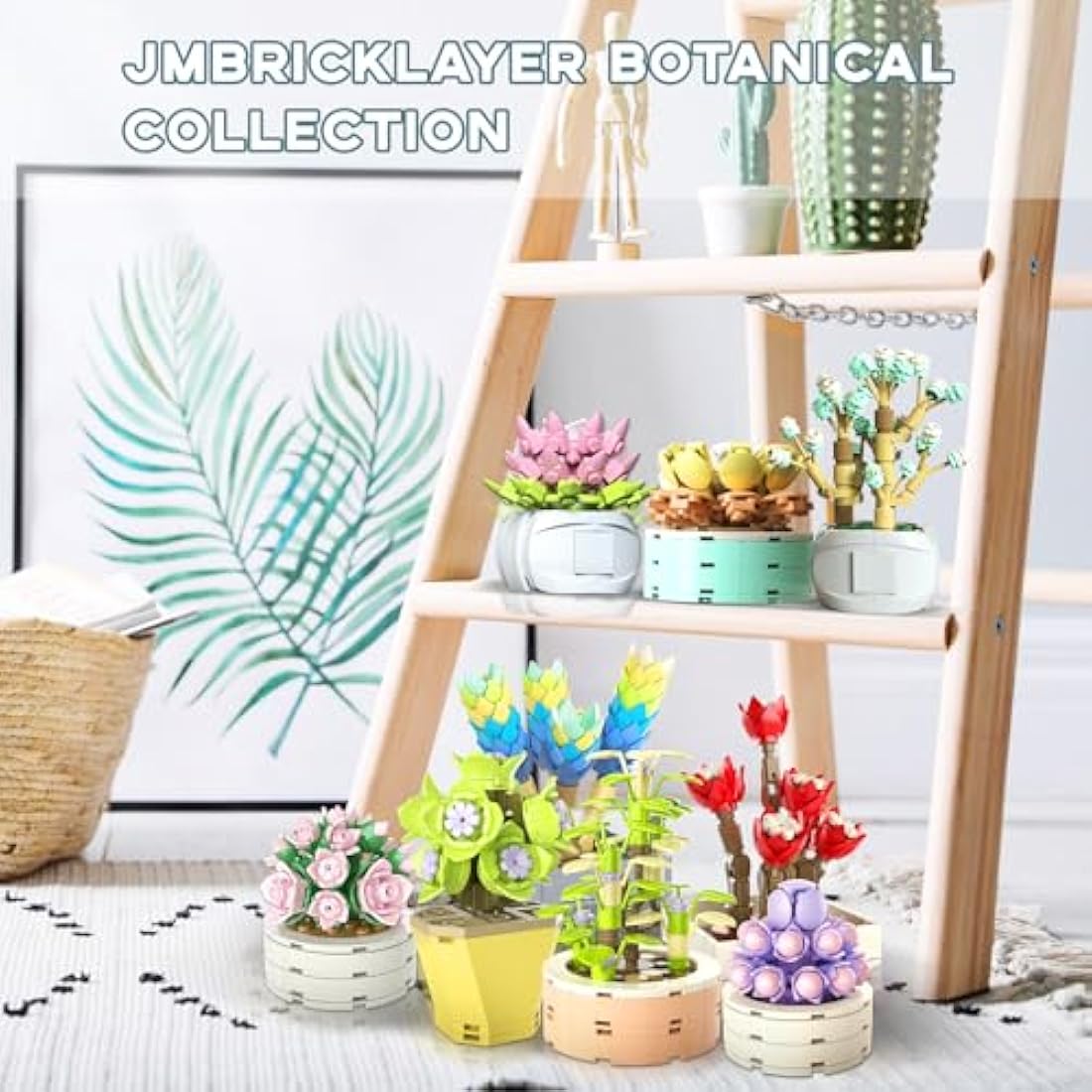 JMBricklayer Succulent Plants Building Blocks Sets for Adults, Flowers Office Room Decor Succulent Bonsai Toys, Botanical Collection Model Kits, Gifts for Women Men Her Him (750Pcs)